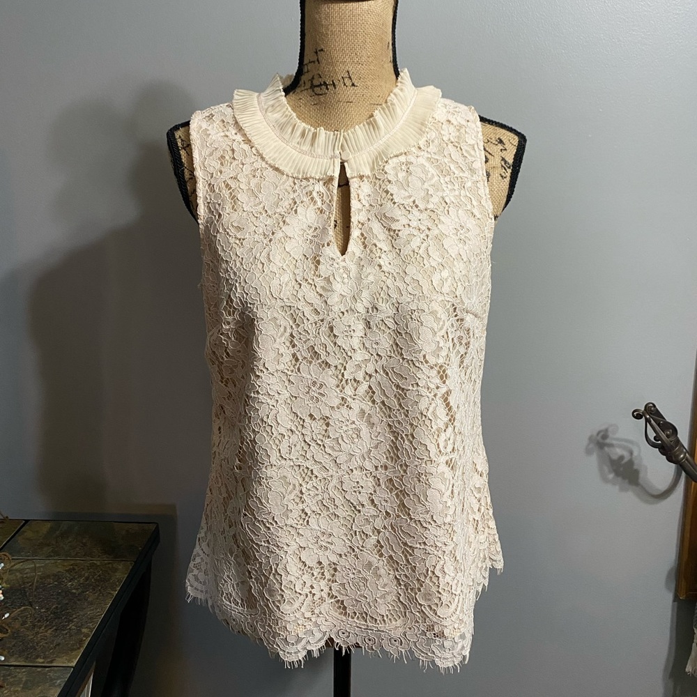 J. Crew Sleeveless Lace Top, Size S